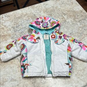 Old Navy Toddler Coat- White with Multicolor Floral